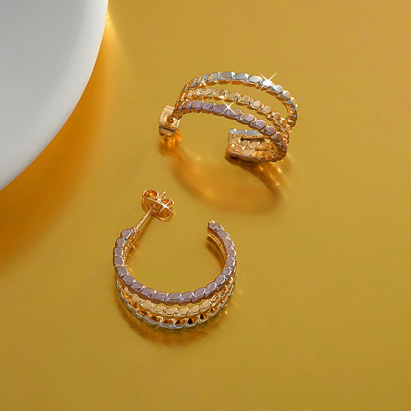 Cold Earrings Colorful Oil Necklace Multi-layer C- Shaped Simple