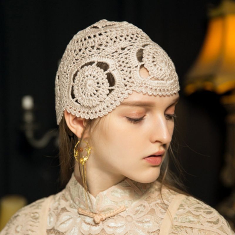 Hand-woven French Retro Crochet Toque