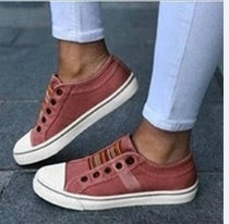 Round head stretch canvas shoe