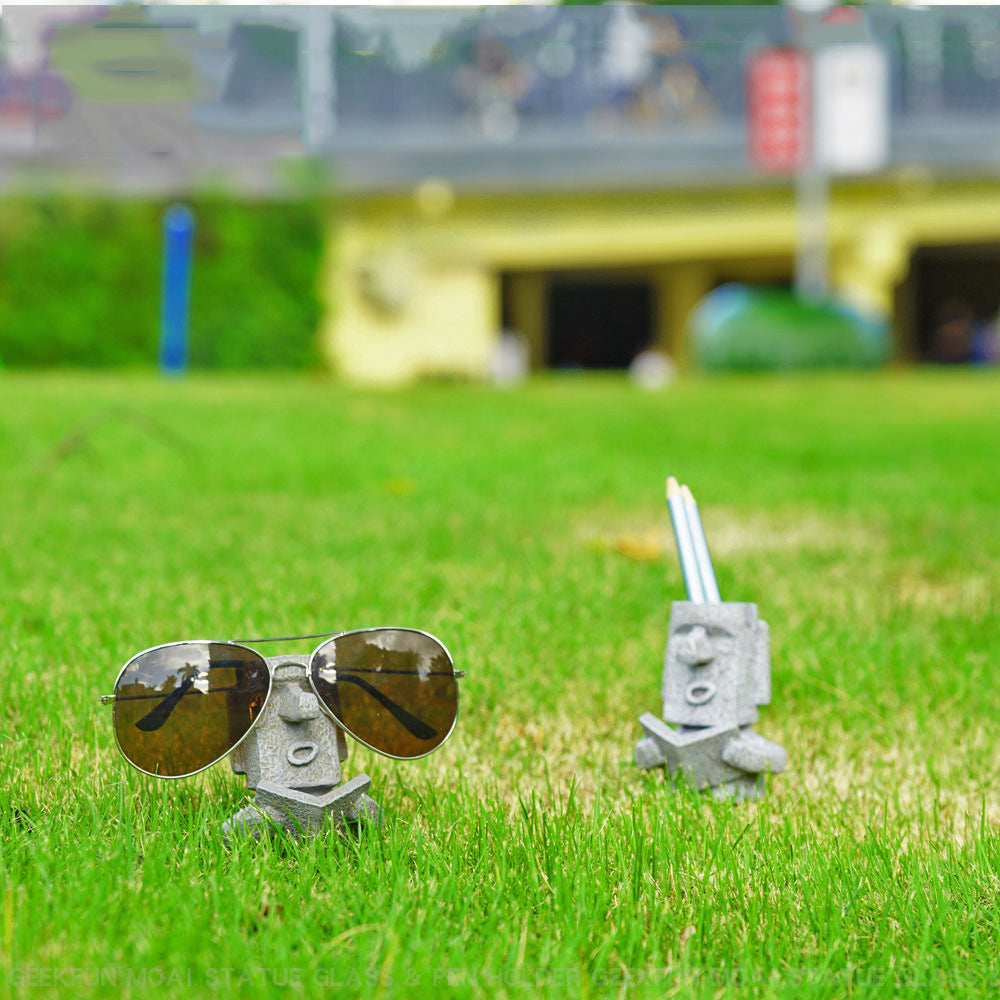 Sandstone Easter Island Moai Pen Pencil Holder Pen Container Storage Holder Carved Sculpture Home Office Desktop Decor
