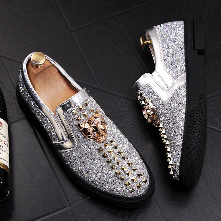 Casual Shoe Cover Foot Lazy Shoes Rivet Sequined Low-Top Single Shoes
