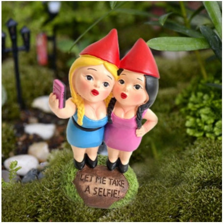 Taking Selfie Christmas Decor Small Sculpture For Home Fairy Garden Miniature Lawn