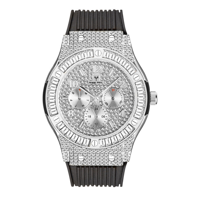 Full Rhinestone Silicone Band Men's Watch