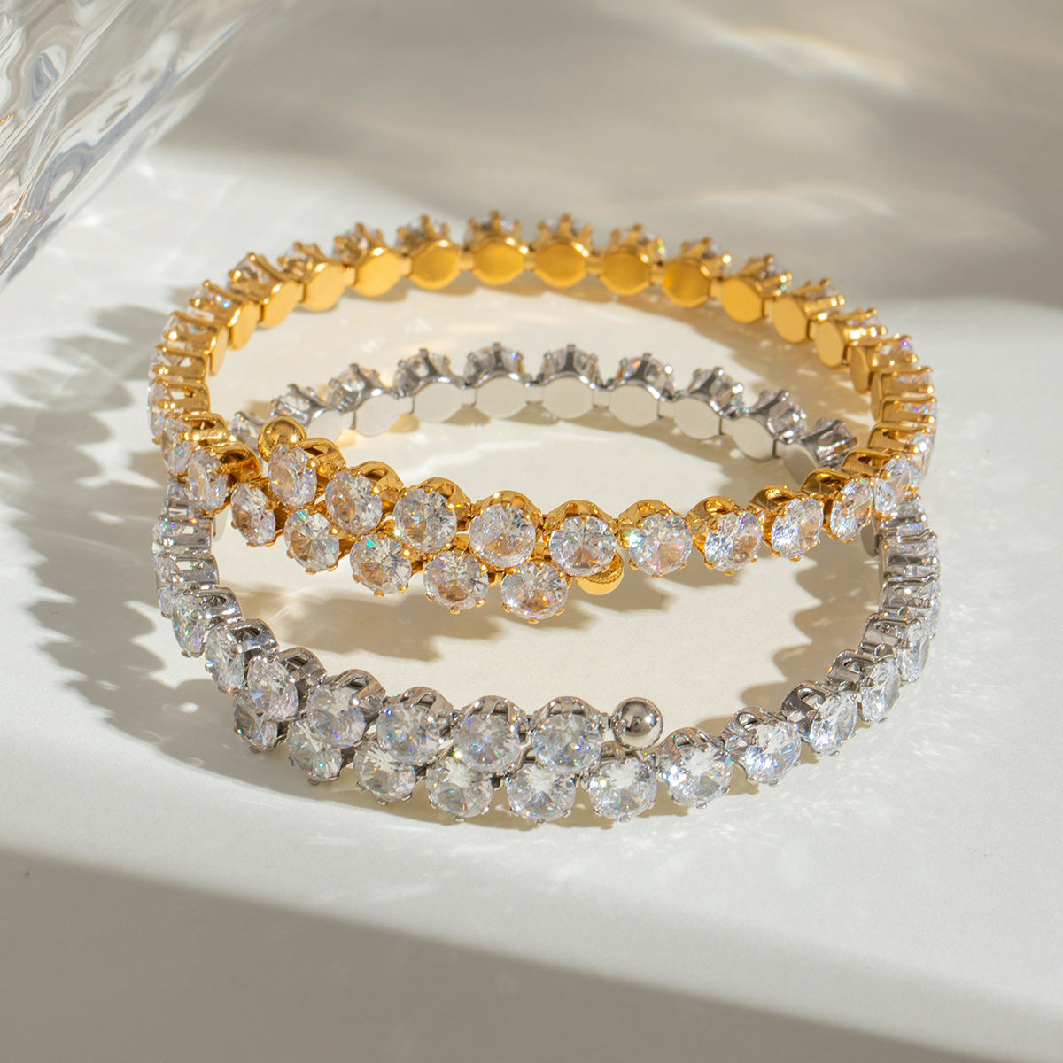 Stainless Steel White Zircon Full Zirconium Bracelet