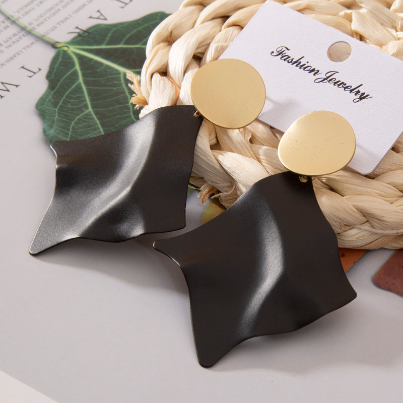 Geometric retro earrings black gold earrings