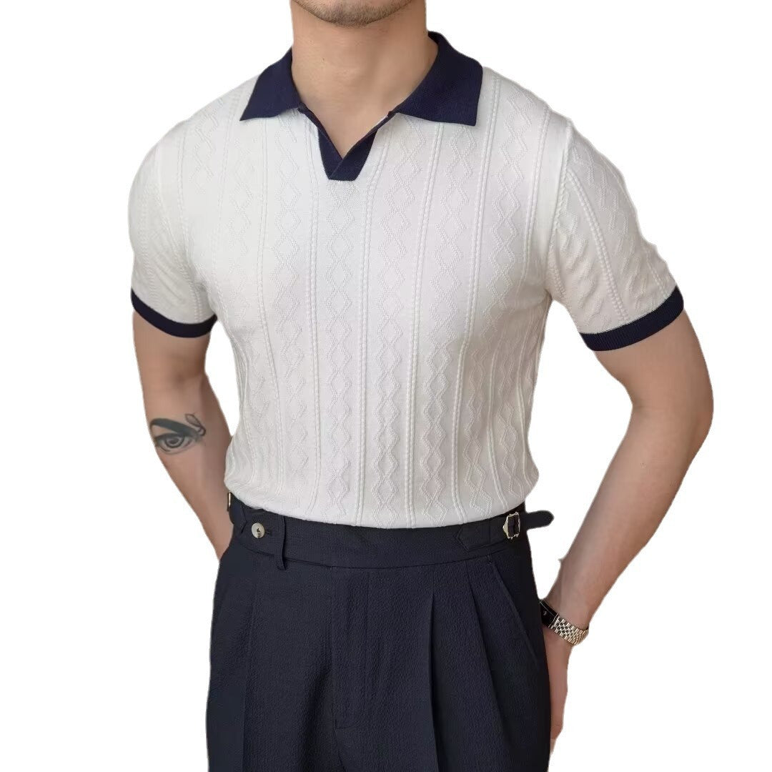 Summer Breathable Italian Color Matching Men's Polo Shirt