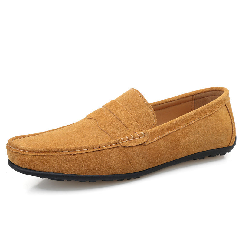 Men's Solid Color Suede British Flat Casual Shoes