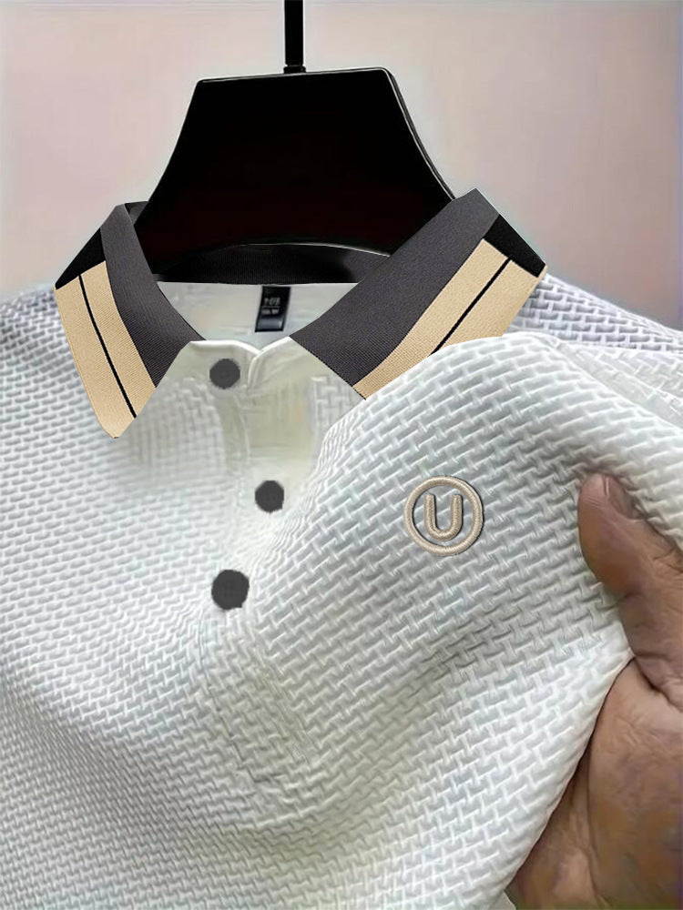 High-end Mesh Ice Silk Short Sleeve Solid Color U Printing