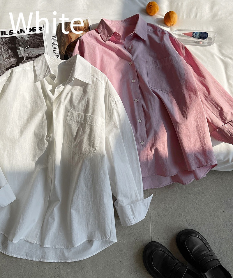 Korean Style Sense Of Design Lapel Long Sleeve Shirt