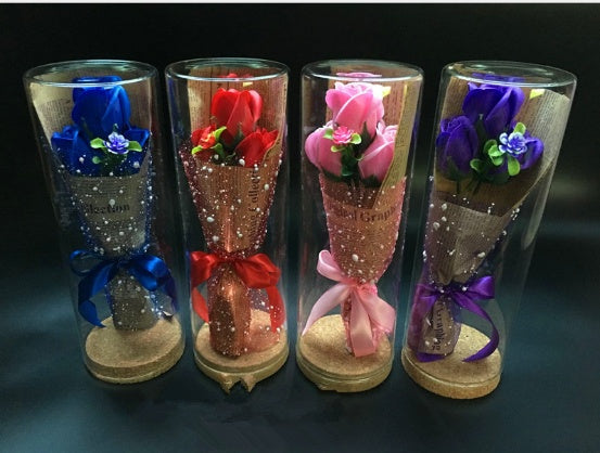 Permanent Flower Cylinder Cork Glass Vase Wish Dry Flower Diy Vase Desktop Decoration