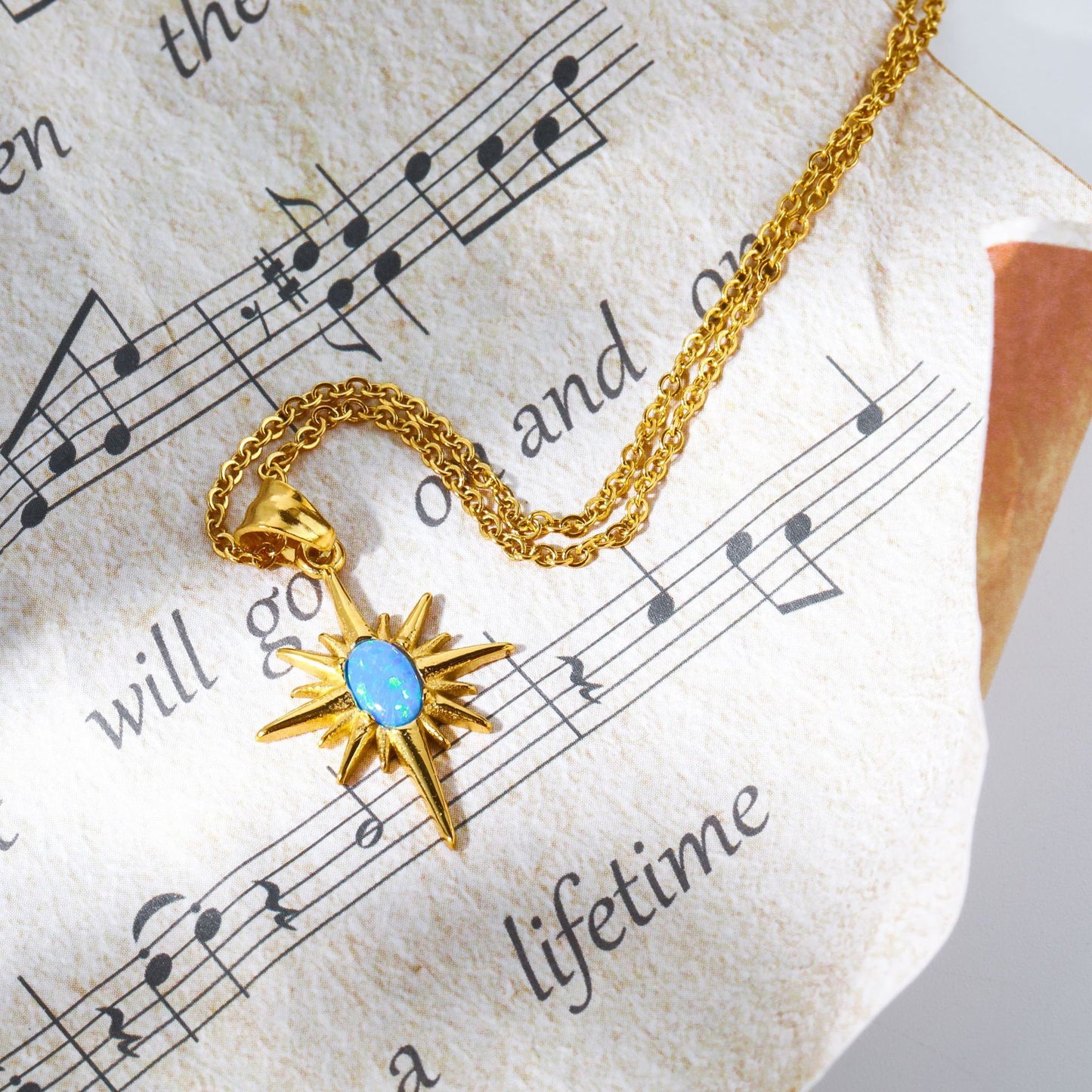 Stainless Steel Natural Gem Clavicle Chain Gold Necklace