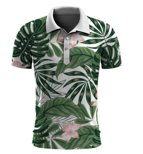 Hawaiian Plant Summer Printed Men's Short Sleeve