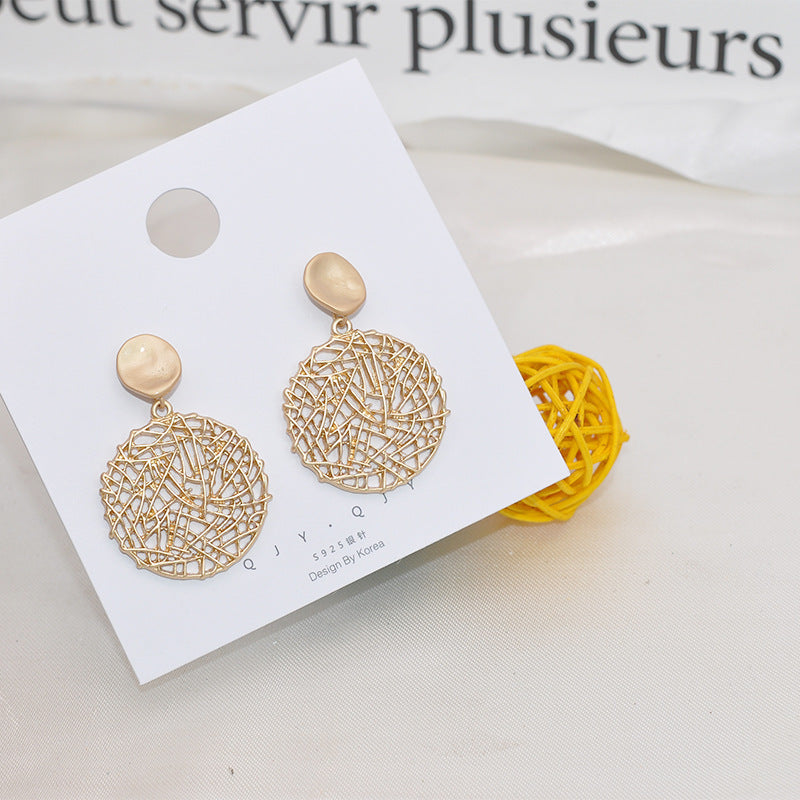 Textured staggered cutout earrings mesh earrings