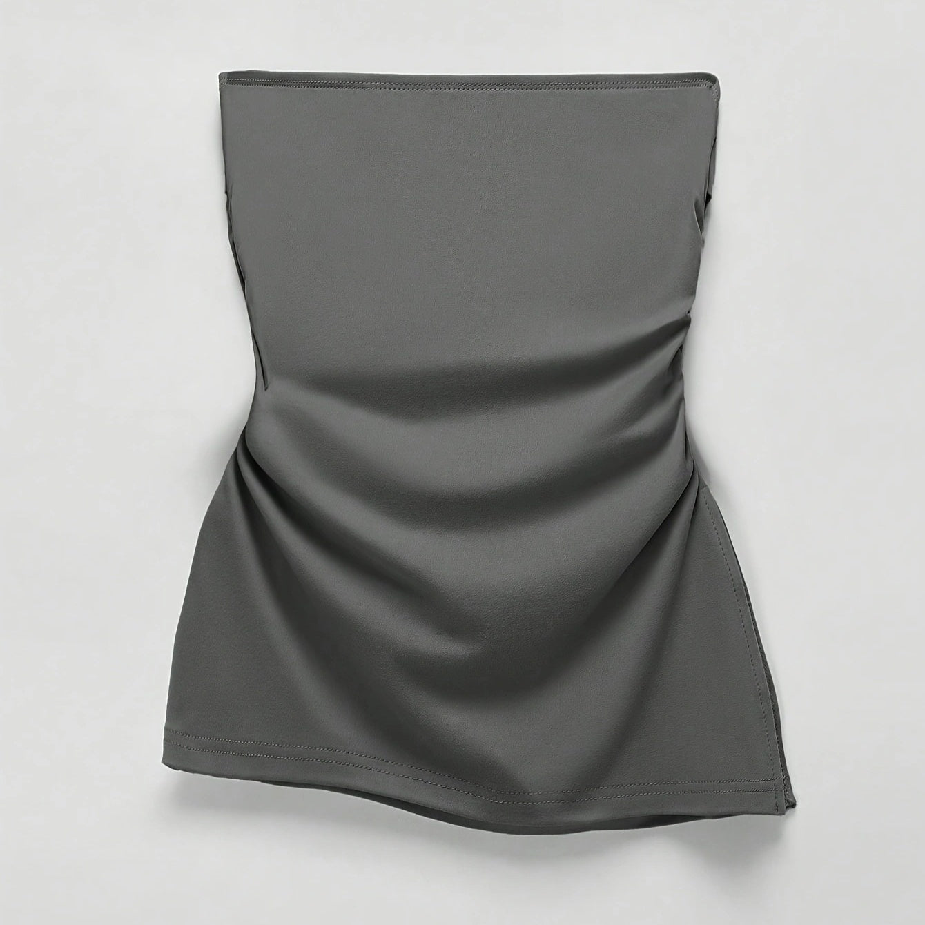 Ladies' Spring And Summer Gray Solid Color Strapless Off Shoulder One Shoulder Casual Versatile Vest Top