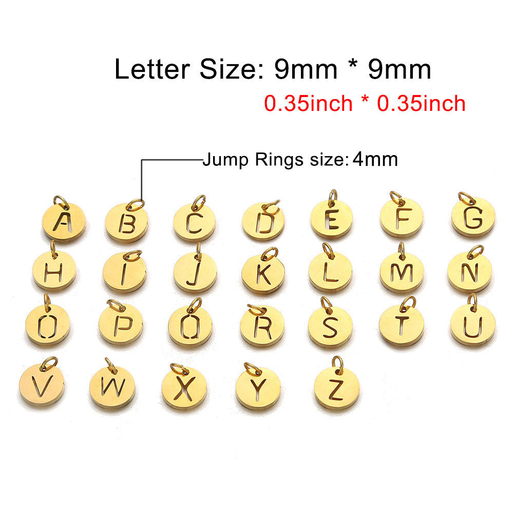Stainless Steel Circular Plate English Letters Small Pendant Ornament Accessories