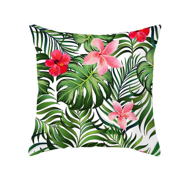 Summer Tropical Plants Decorative Pillowcase Green Leaves