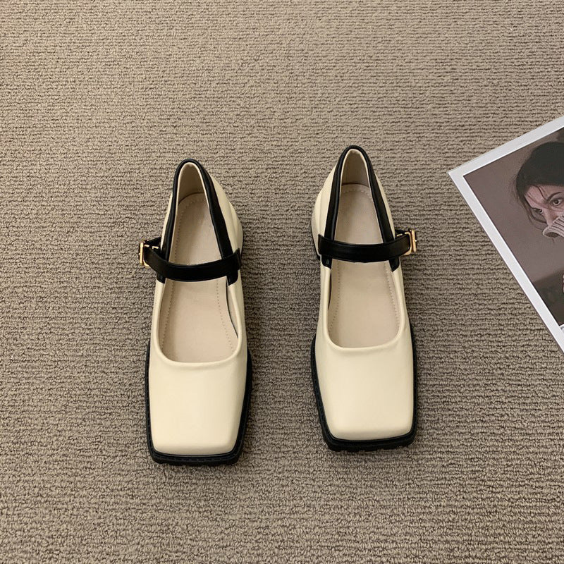 Square Toe Shallow Cut Single Shoe Versatile