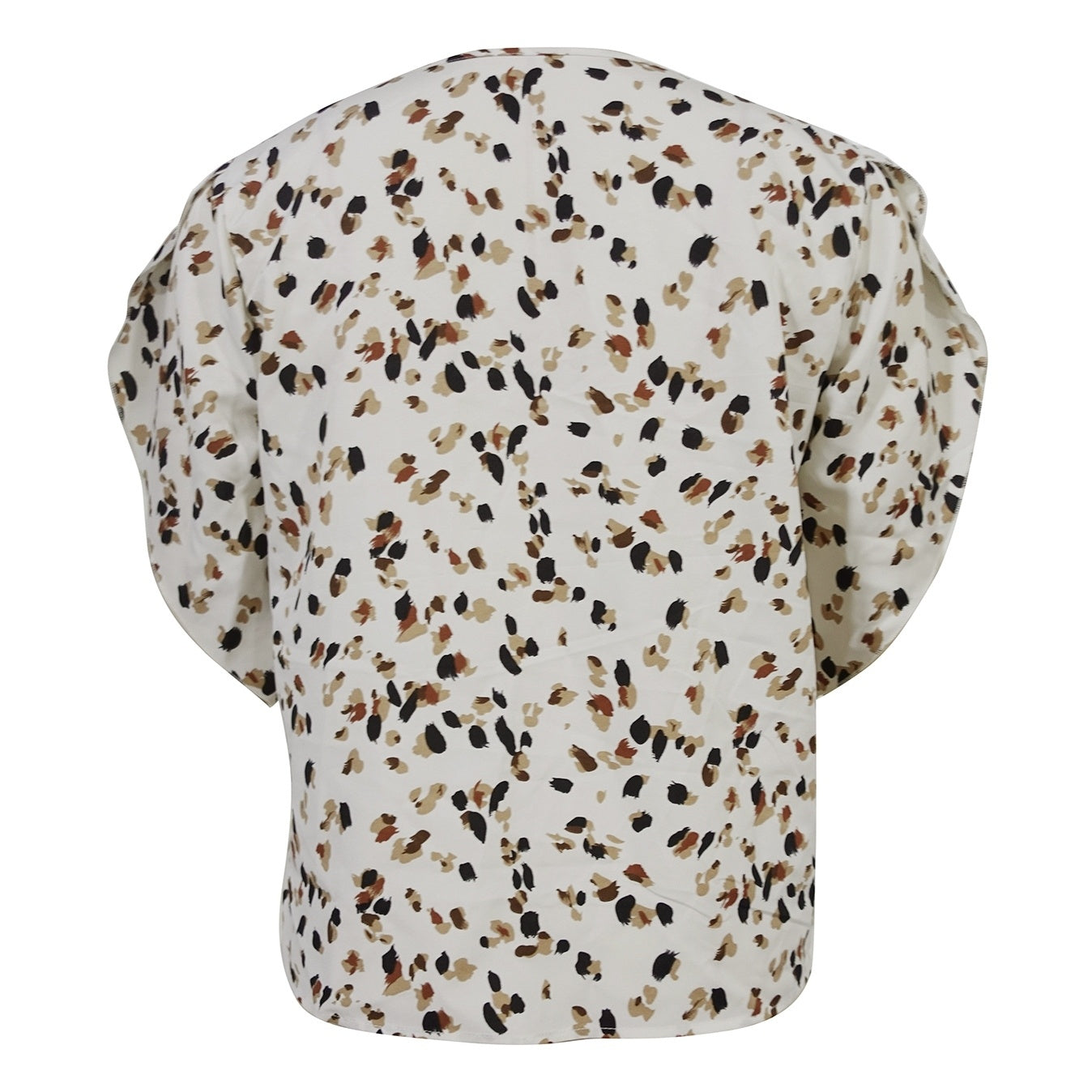 Ladies' Flower Print Asymmetrical Collar Casual Style Short Sleeved Shirt Top