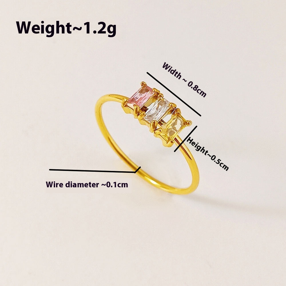European And American Entry Lux Personality Three-color Zircon Ring Fashion Temperament