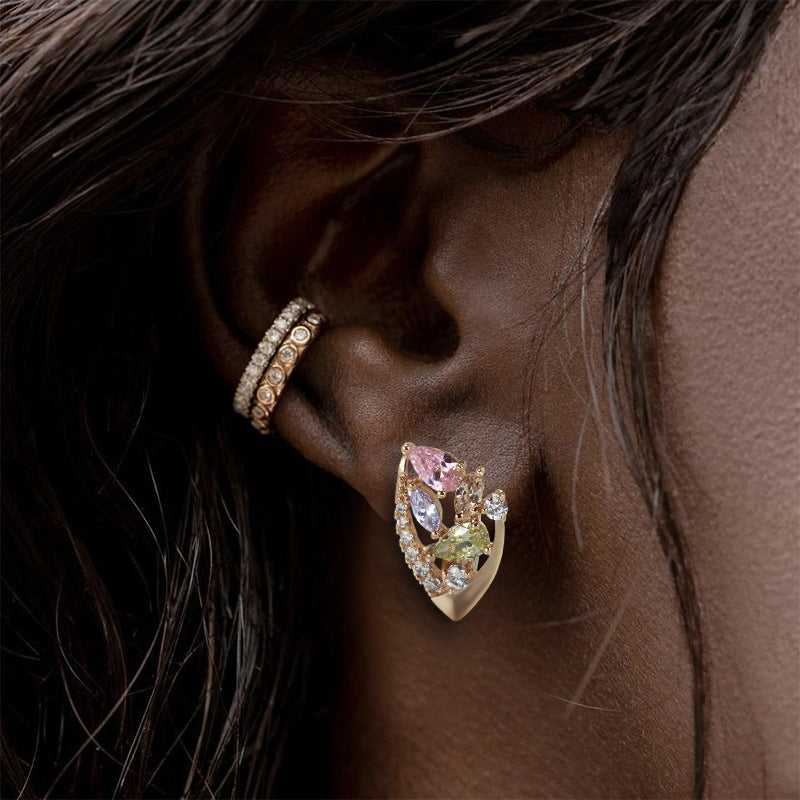 Fashion Color Zircon Earrings Female Fashion New