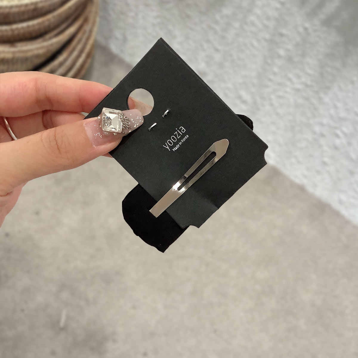 Bang Clip Simple Black Diamond Hair Clip