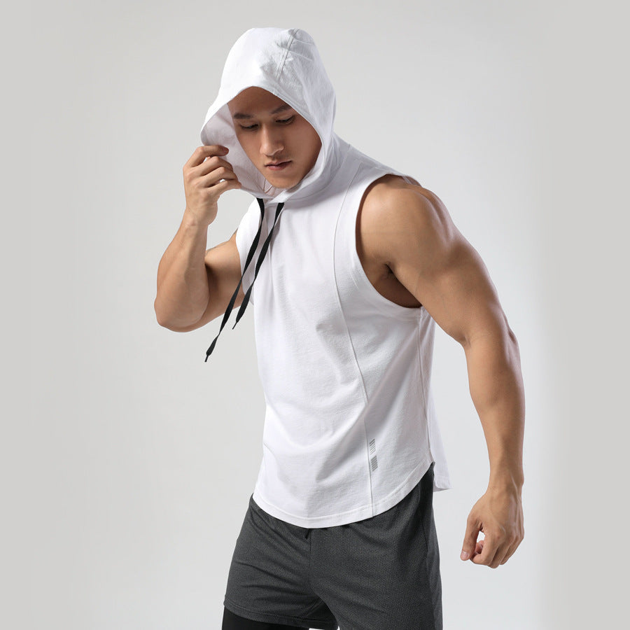 Adult Hooded Sleeveless T-shirt Men's Sports Casual Quick-drying