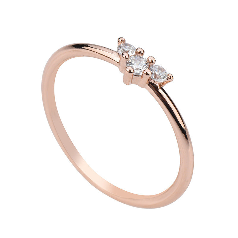 Titanium Steel 18K Gold Inlaid Zircon Ring