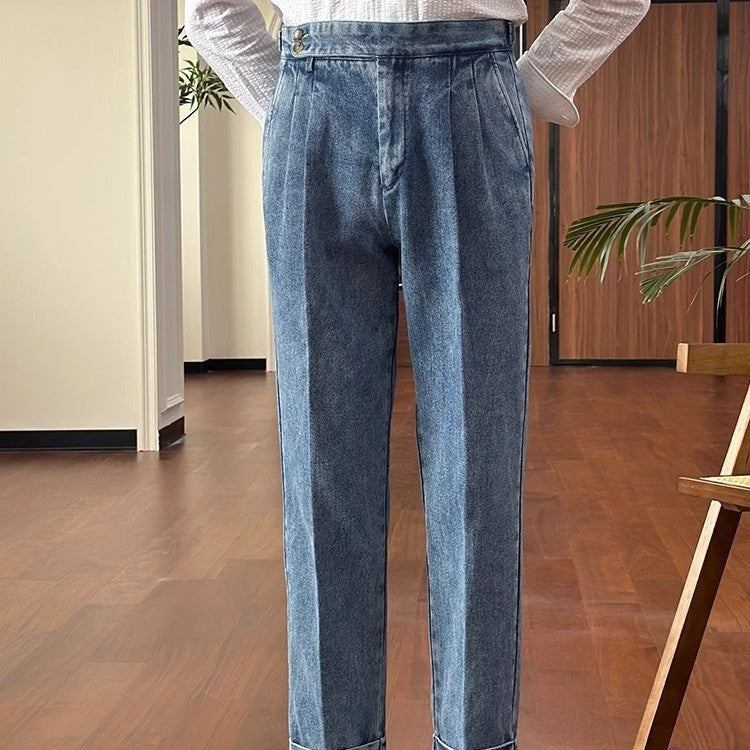 Drooping Straight Curling Suit Pants