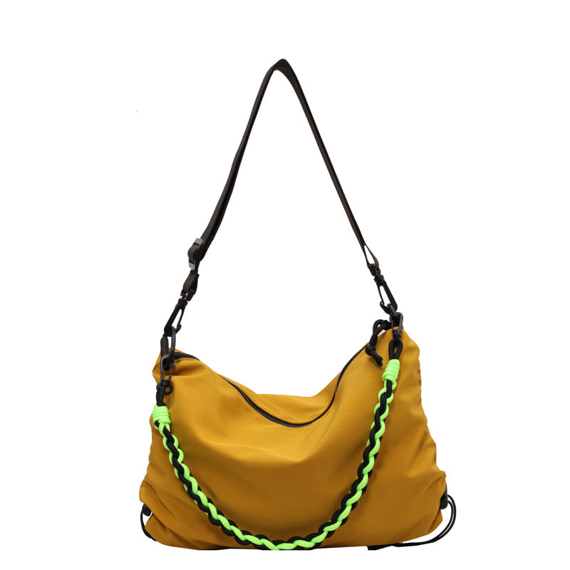 Orange Crossbody Bag Nylon Large Capacity Student Schoolbag