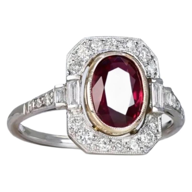 Vintage Ruby Electroplated Women's Ring