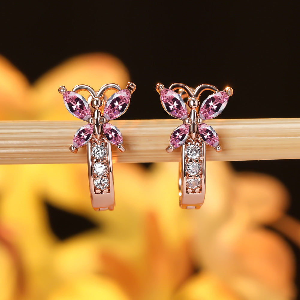 Crystal Bow Zircon White Gold Plated Simple Personalized All-match