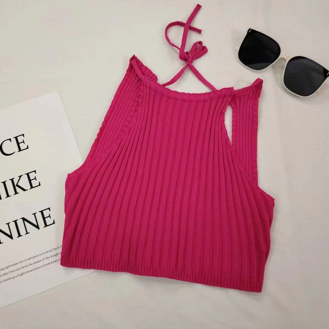 Summer New Women's Clothing Backless Slim Fit Thin Cross Straps Solid Color Camisole