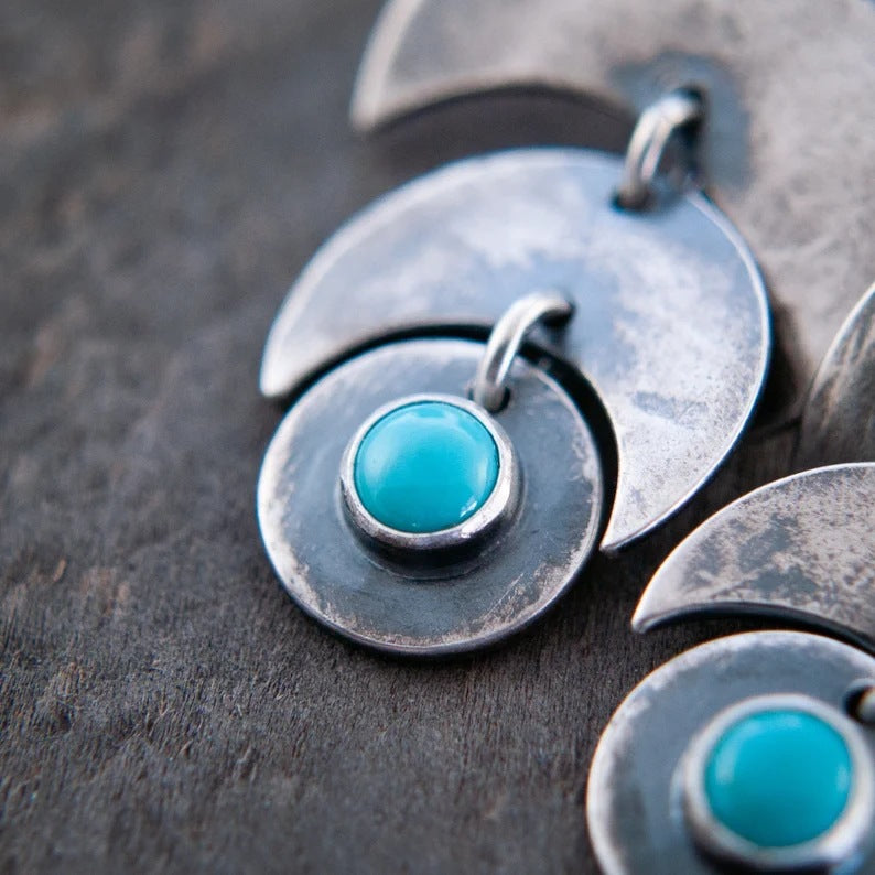Women's Retro Embedded Turquoise Earrings