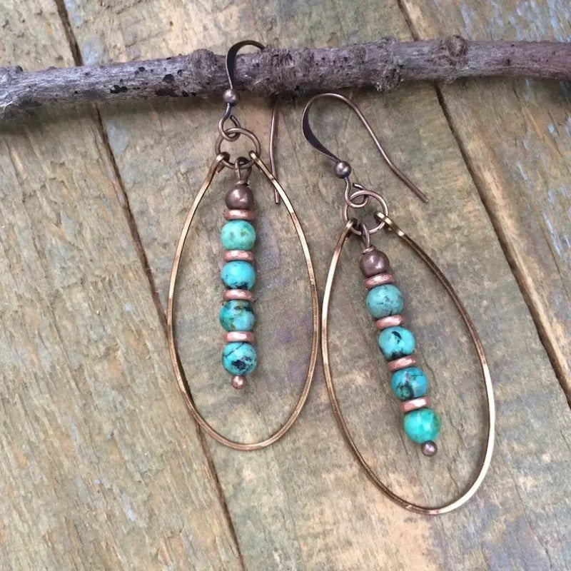 Turquoise Beaded Bohemian Vintage Earrings