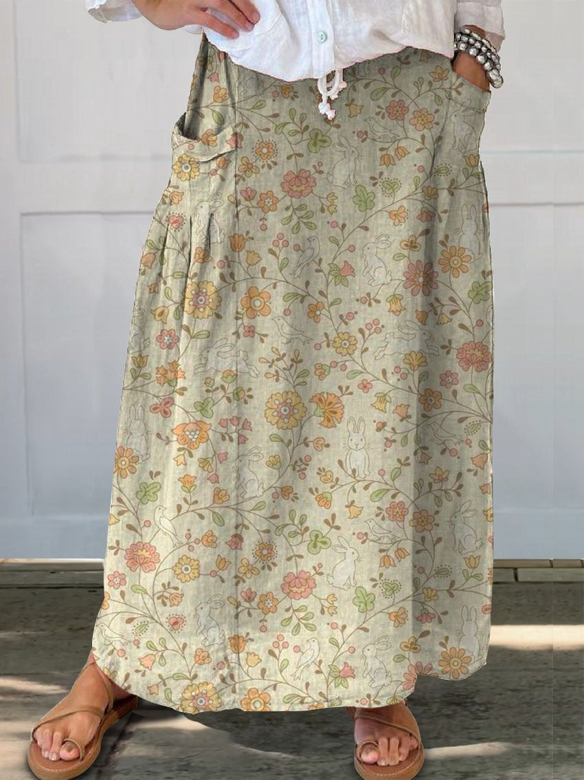Women's Vintage Printed Classical Floral Skirt