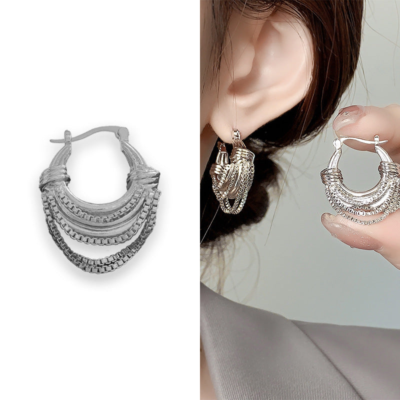 U-shaped Chain Brass Plated 18K Real Gold Earrings