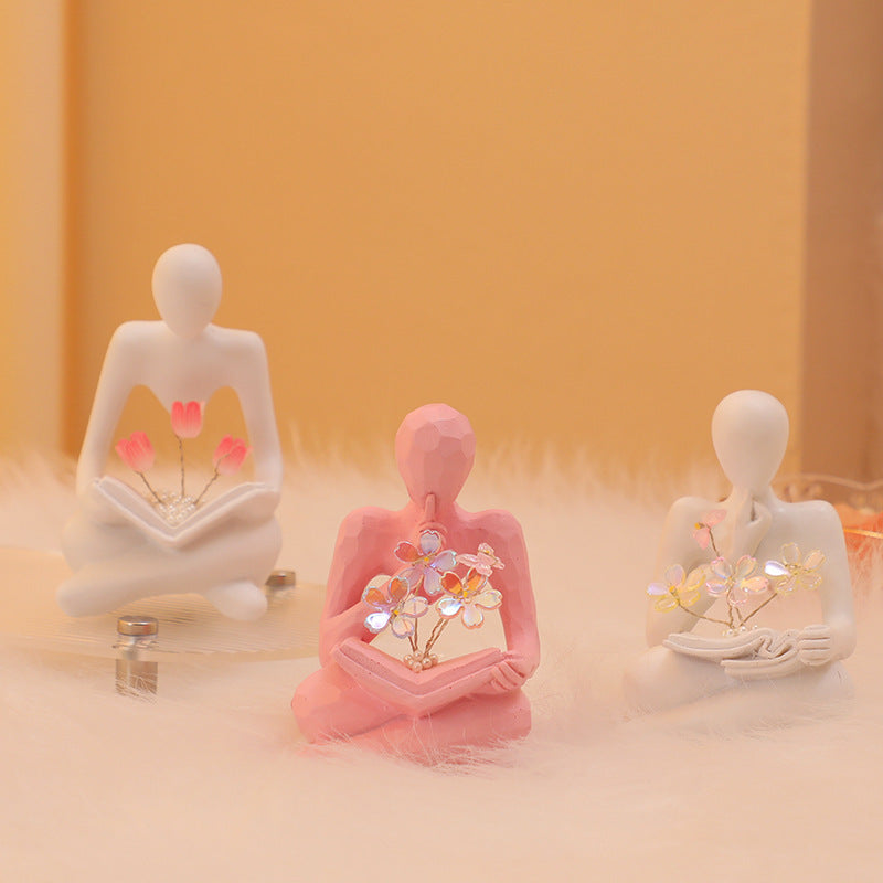 Silence Is The Golden Thinker Small Night Lamp Bouquet Handmade Ornaments Home Decor