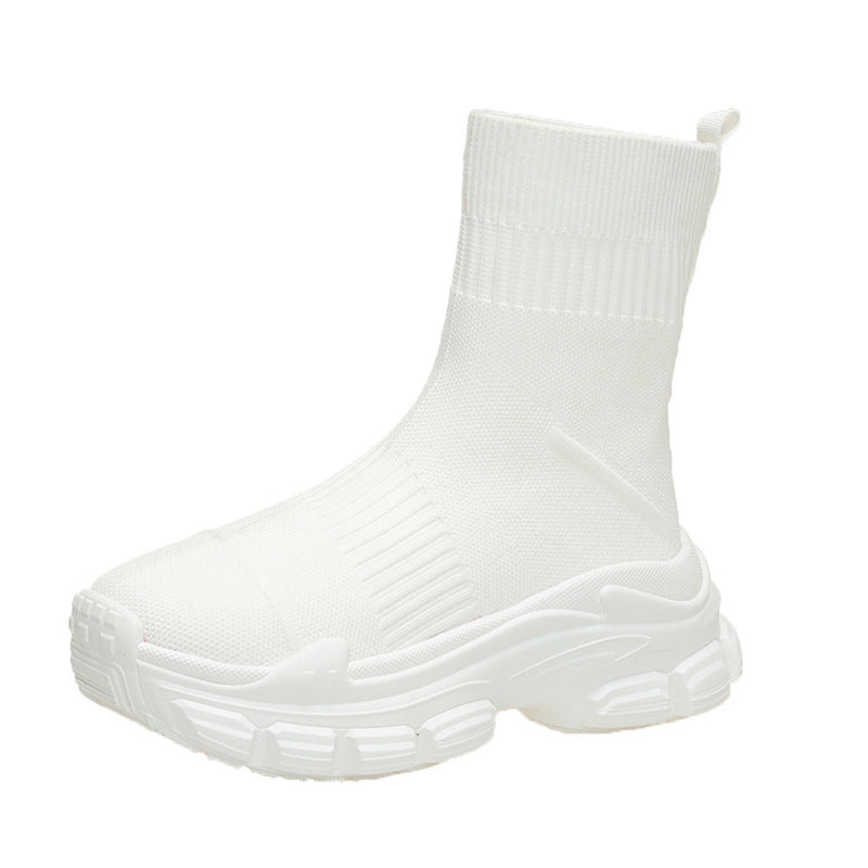 Platform Knitted Sports Casual Shoes And Boots
