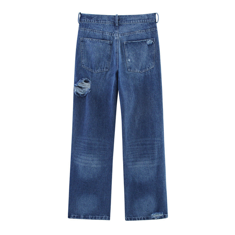 Women's Fashion Leisure Ripped Jeans