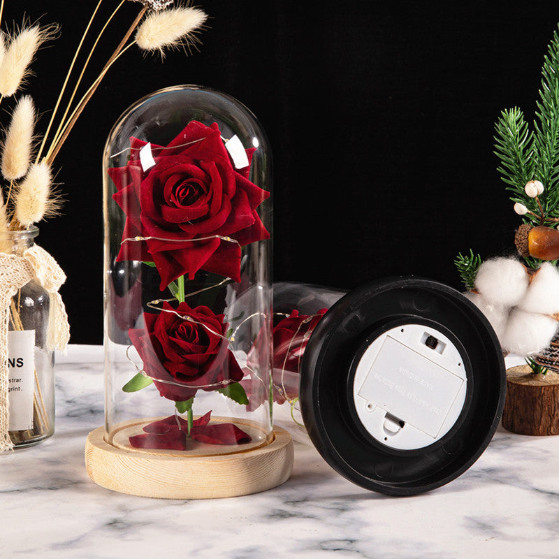 2 Rose Glass Cover Immortal Led Light-emitting Ornaments