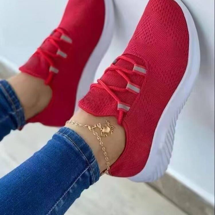 Mesh Lace-up Women's Platform Casual Running Shoes