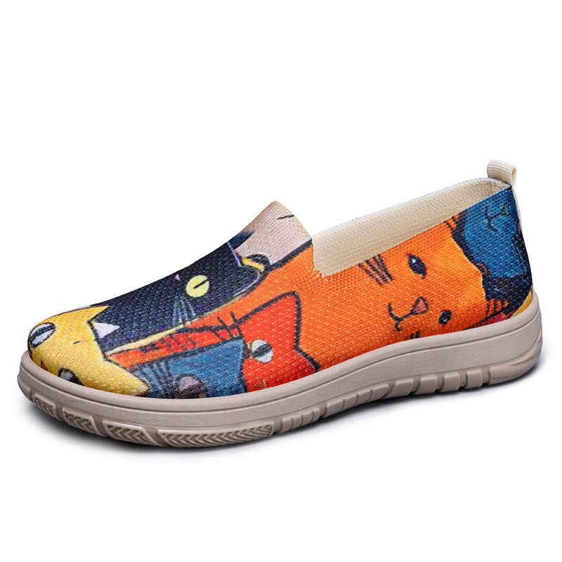 Plus Size Women's Shoes Color-blocking Cloth Shoes Slip-on Pumps