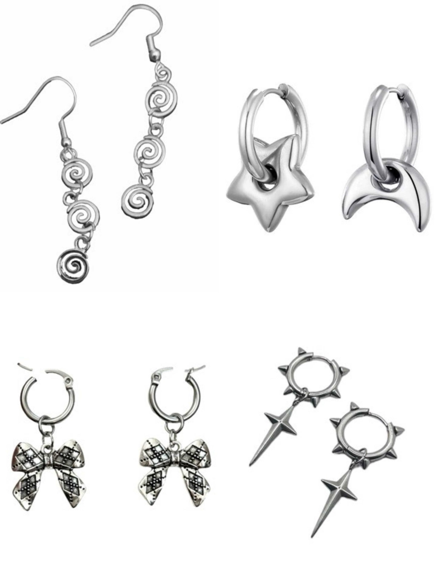 Vortex Star Moon Bow Cross Willow Stud Earrings