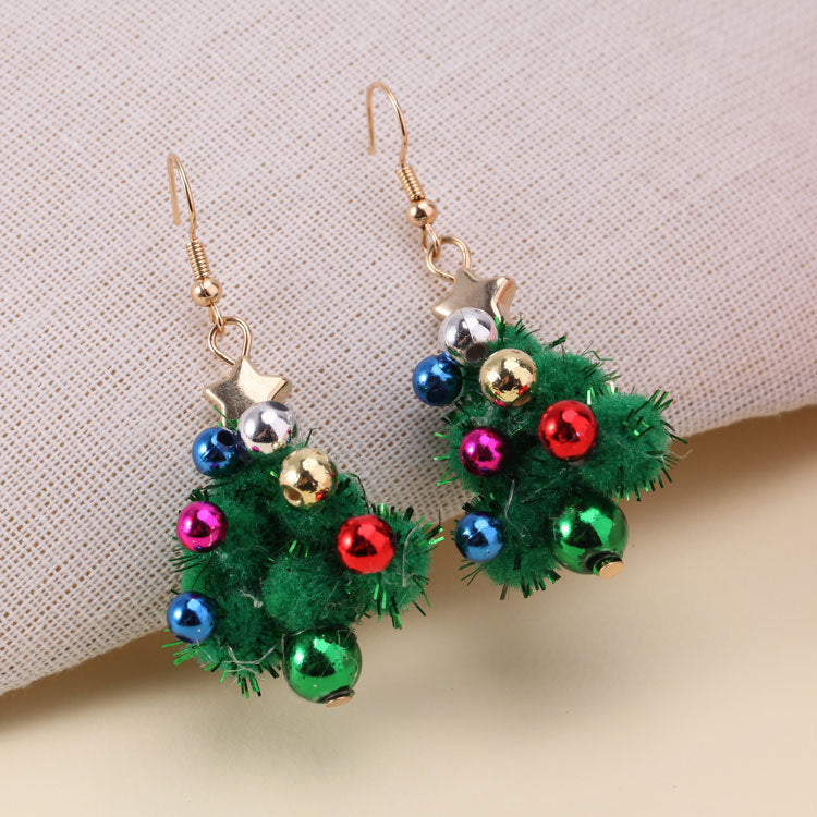 Christmas Earrings Geometric Christmas Bowknot Crystal Earrings