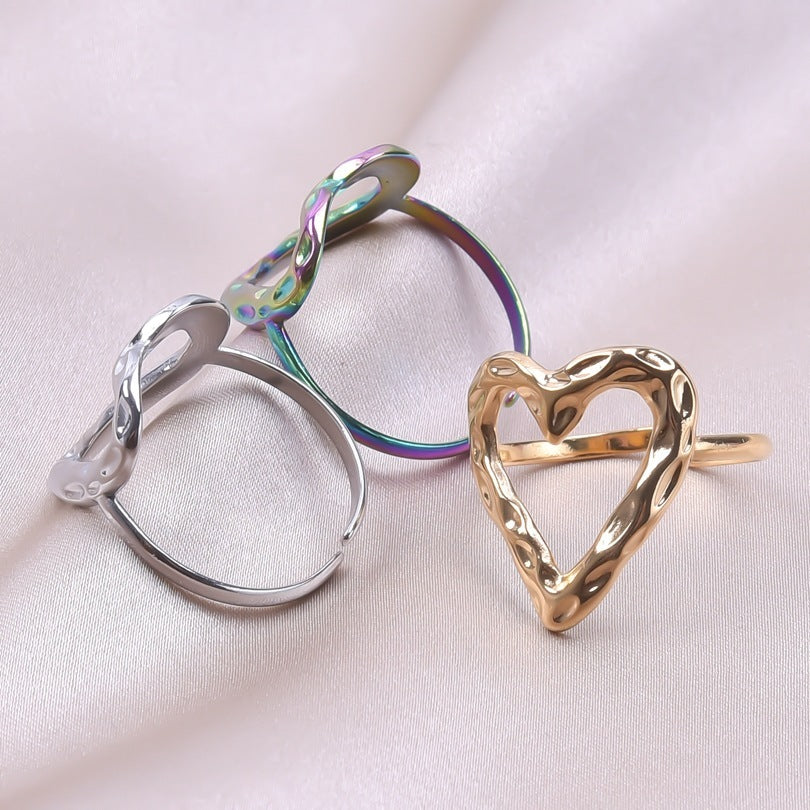 Stainless Steel Heart-shaped Open Ring
