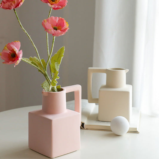 Nordic Minimalist Style Morandi Square Ceramic Vase
