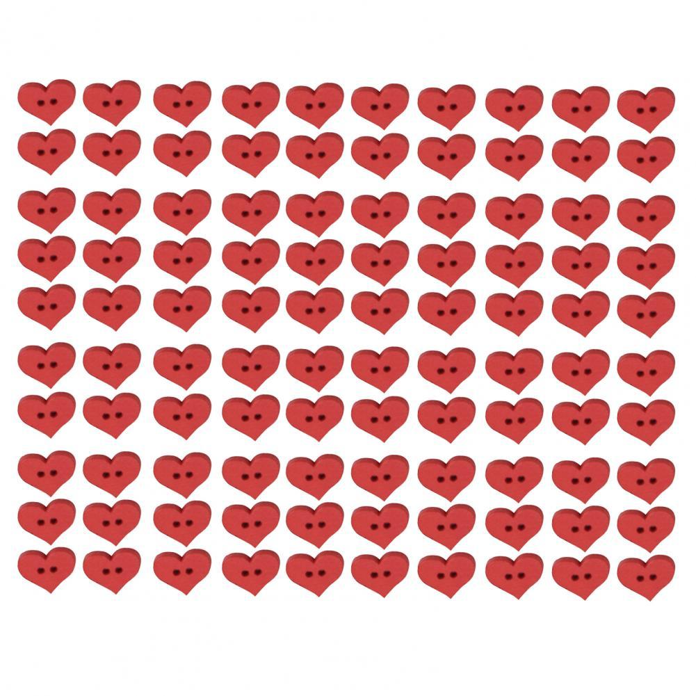 Red Heart Wooden Buttons Garment Accessories