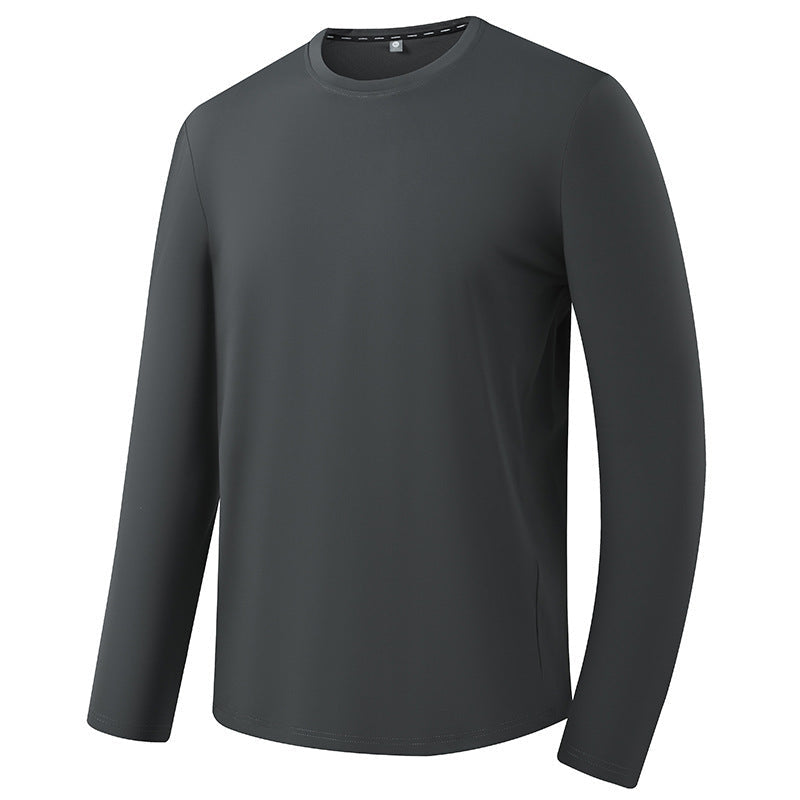 Quick-drying Long-sleeved Sports T-shirt Men's Autumn And Winter Solid Color Stretch Fitness Casual Bottoming Shirt