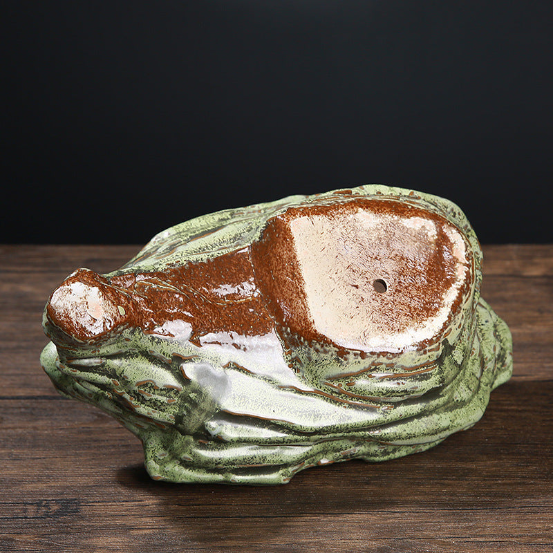 Ge Kiln Purple Sand Succulent Creative Green Plants Potted Ceramic Bonsai Flower Pot