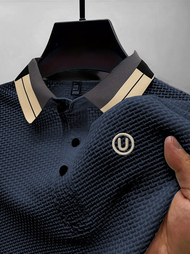 High-end Mesh Ice Silk Short Sleeve Solid Color U Printing